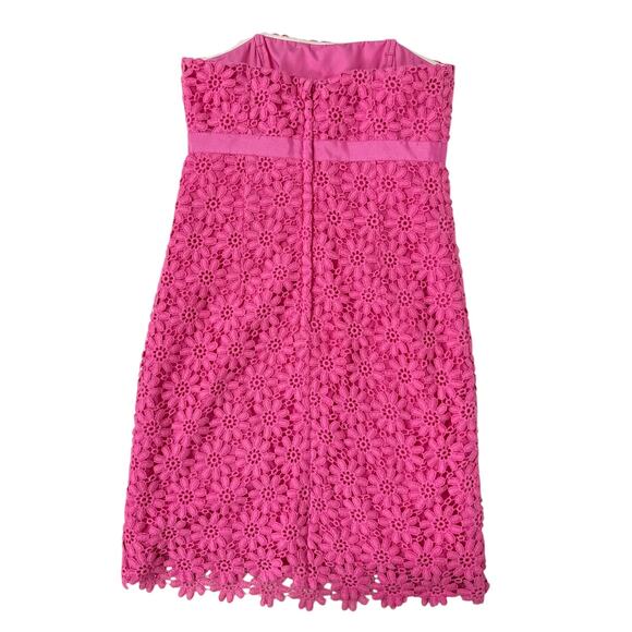 Lilly Pulitzer Bowen Dress Pink Floral Daisy Lace Strapless Size‎ 0 - Picture 2 of 10